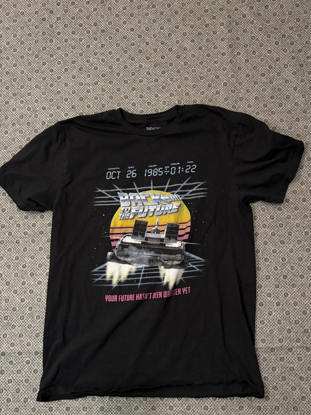 Back to the Future DeLorean Retro Graphic T-Shirt Black Men’s M